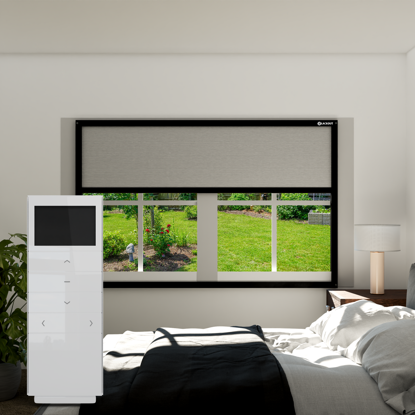 Motorized Non-Drill Honeycomb Blackout Blinds
