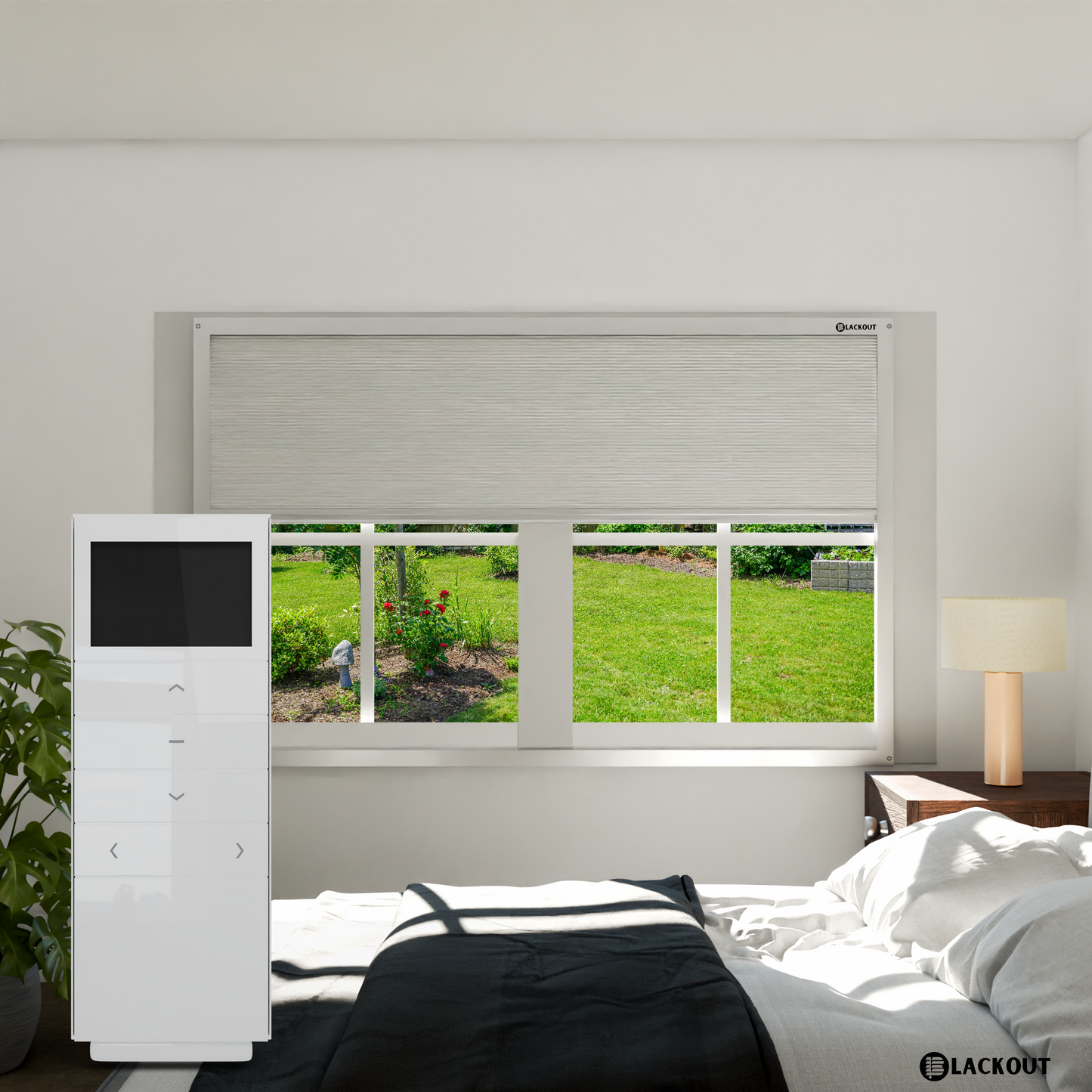 Motorized Non-Drill Honeycomb Blackout Blinds